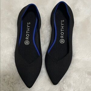 Rothy's Black Loafers with Blue Trim